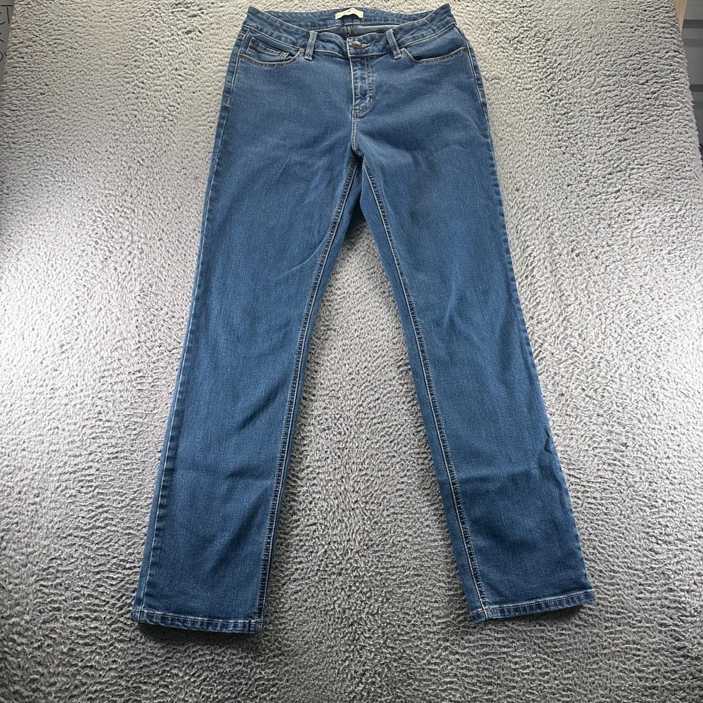 Blue Mountain Jeans Womens 10 Blue Cotton Denim Straight‎ Leg Workwear Stretch